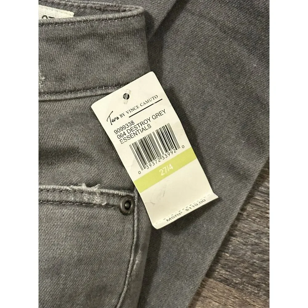 TWO by Vince Camuto Women's Gray Solid Stretch Ankle Skinny Jeans Size 27/4 NWT - Picture 3 of 3